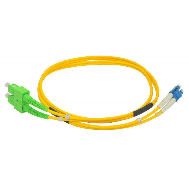 Optical patch cable Duplex 9/125 LC/UPC - SC/APC SM 1m